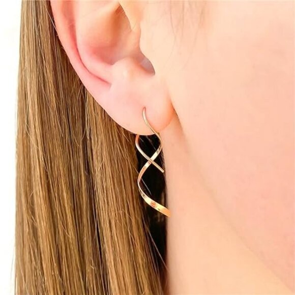 14K Gold Plated Spiral Threader Earrings - Picture 2 of 4